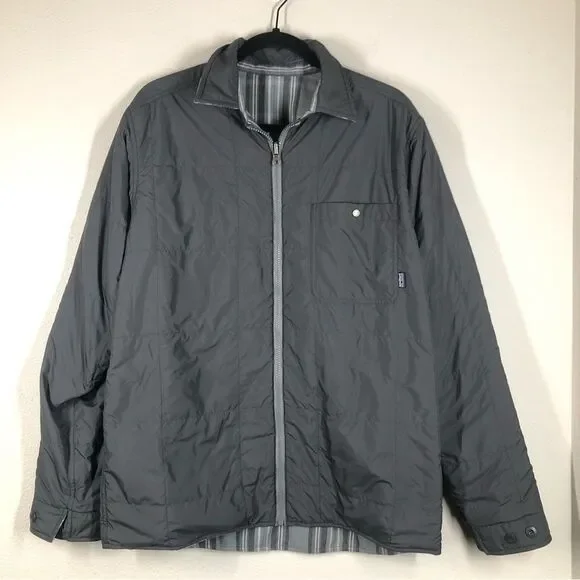 Patagonia Reversible Gray Plaid Flannel Full Zip Shirt Puffer Jacket Men’s Large